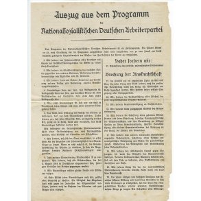 NSDAP National Socialist 25 point program flyer 1928-1932