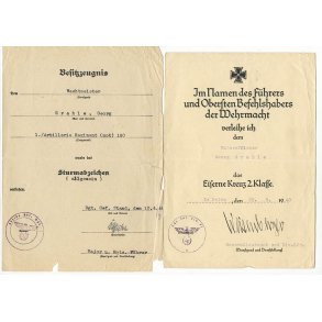 German WW2 George Grahle award document group