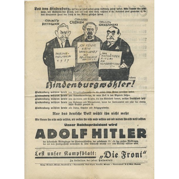 NSDAP 1932 president Election flyer