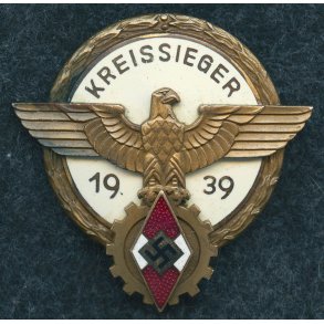 HJ Kreissieger 1939 badge 'A.G Tham, Gablonz'
