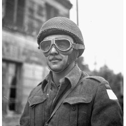 British WWII  BMB 1944 HSDR Dispatch Rider Helmet w/ Net &amp; Greek Commando/LOK Markings