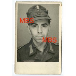 German WW2 Army/Heer EM's M43 combat cap with metal eagle and named